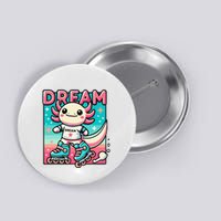 Rollerblading Axolotl Cute Salamander On Inline Skates Button