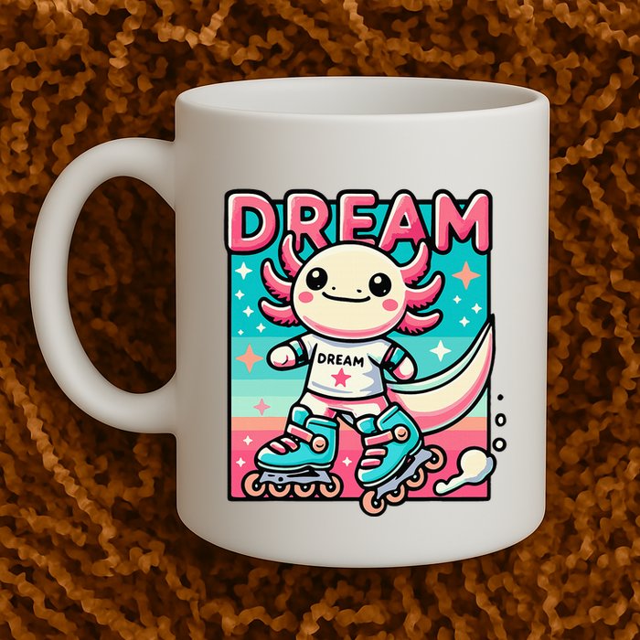 Rollerblading Axolotl Cute Salamander On Inline Skates Mug