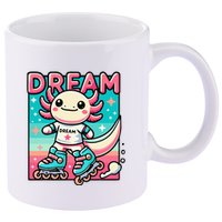 Rollerblading Axolotl Cute Salamander On Inline Skates 11oz C Handle Ceramic Mug