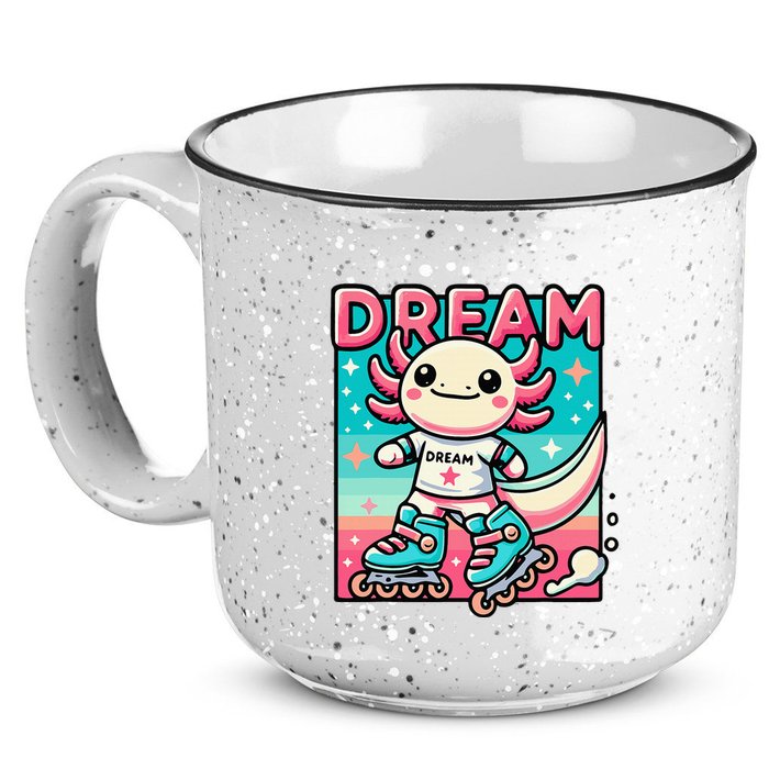 Rollerblading Axolotl Cute Salamander On Inline Skates 15oz Campfire Ceramic Mug