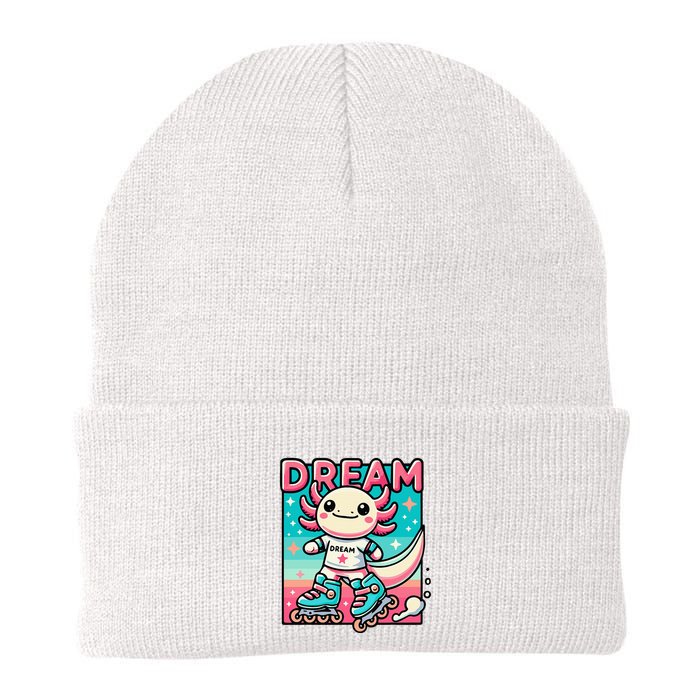 Rollerblading Axolotl Cute Salamander On Inline Skates Beanie