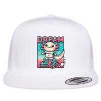Rollerblading Axolotl Cute Salamander On Inline Skates Flatbill Hat