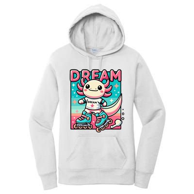 Rollerblading Axolotl Cute Salamander On Inline Skates Women's Pullover Hoodie