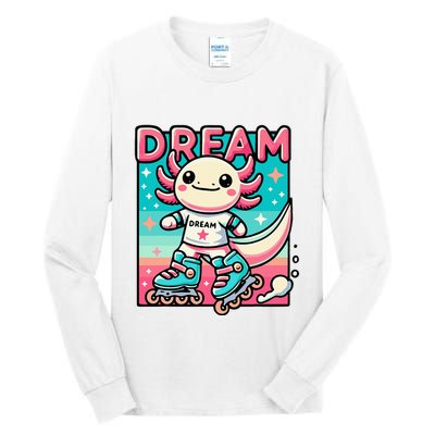 Rollerblading Axolotl Cute Salamander On Inline Skates Tall Long Sleeve T-Shirt