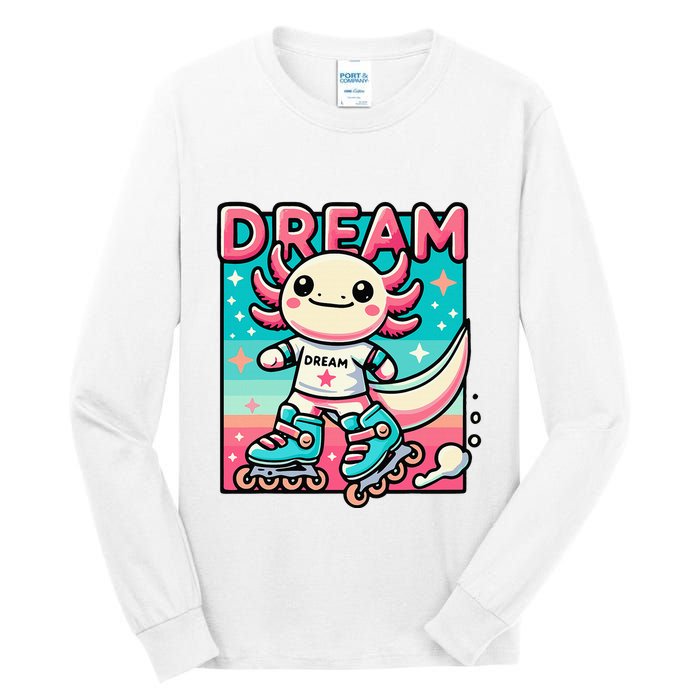 Rollerblading Axolotl Cute Salamander On Inline Skates Tall Long Sleeve T-Shirt