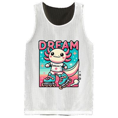 Rollerblading Axolotl Cute Salamander On Inline Skates Mesh Reversible Basketball Jersey Tank