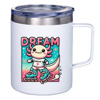 Rollerblading Axolotl Cute Salamander On Inline Skates 12oz Stainless Steel Coffee Mug