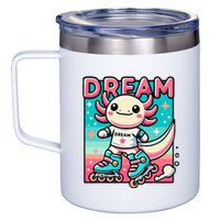 Rollerblading Axolotl Cute Salamander On Inline Skates 12oz Stainless Steel Coffee Mug