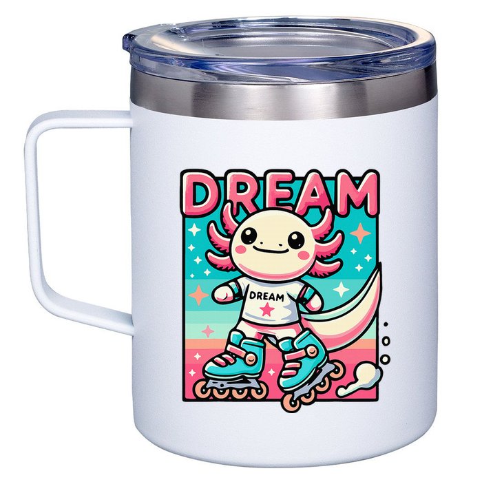 Rollerblading Axolotl Cute Salamander On Inline Skates 12oz Stainless Steel Coffee Mug