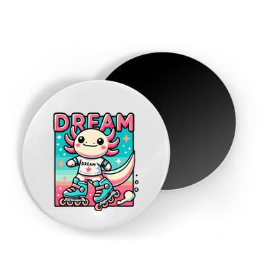 Rollerblading Axolotl Cute Salamander On Inline Skates Magnet