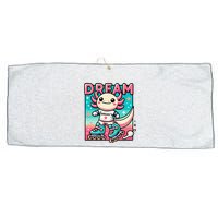 Rollerblading Axolotl Cute Salamander On Inline Skates Large Microfiber Waffle Golf Towel
