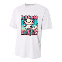 Rollerblading Axolotl Cute Salamander On Inline Skates Youth Performance Sprint T-Shirt