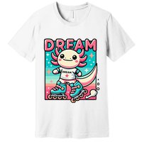 Rollerblading Axolotl Cute Salamander On Inline Skates Premium T-Shirt