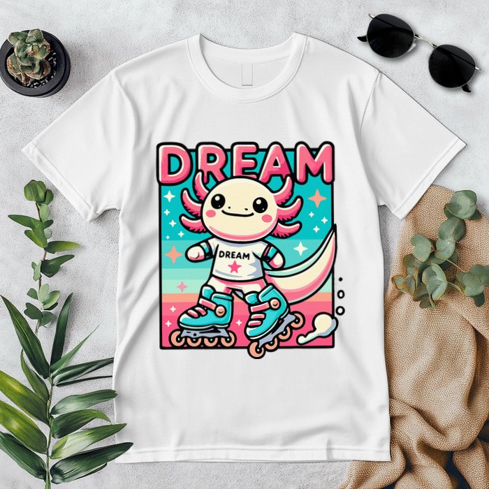 Rollerblading Axolotl Cute Salamander On Inline Skates Premium T-Shirt