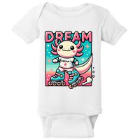 Rollerblading Axolotl Cute Salamander On Inline Skates Baby Bodysuit
