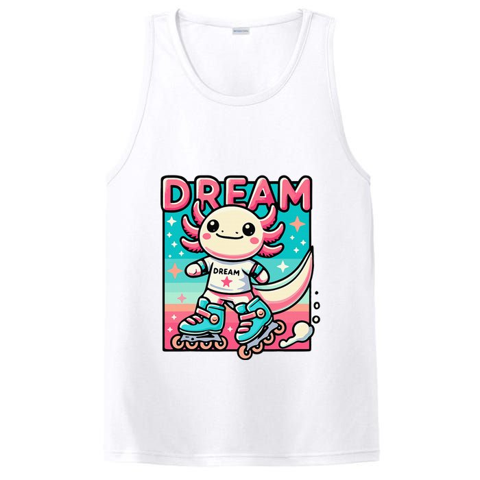 Rollerblading Axolotl Cute Salamander On Inline Skates PosiCharge Competitor Tank