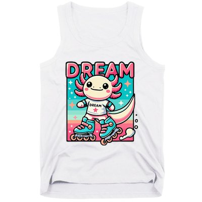 Rollerblading Axolotl Cute Salamander On Inline Skates Tank Top