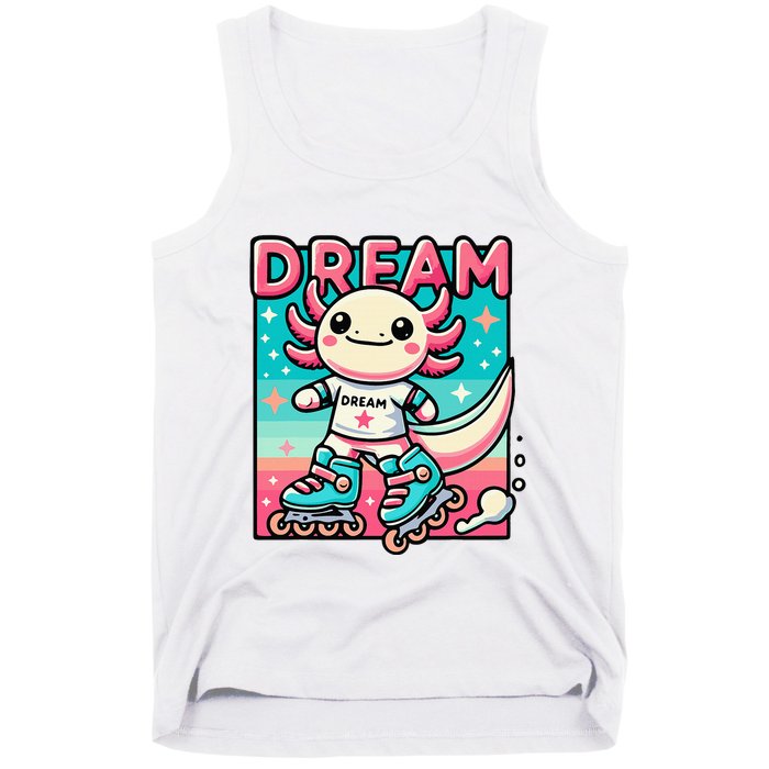 Rollerblading Axolotl Cute Salamander On Inline Skates Tank Top