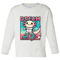 Rollerblading Axolotl Cute Salamander On Inline Skates Toddler Long Sleeve Shirt