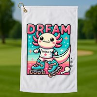 Rollerblading Axolotl Cute Salamander On Inline Skates Golf Towel