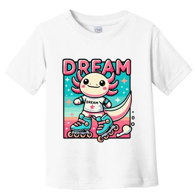 Rollerblading Axolotl Cute Salamander On Inline Skates Toddler T-Shirt