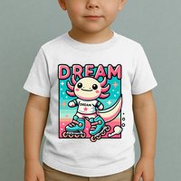 Rollerblading Axolotl Cute Salamander On Inline Skates Toddler T-Shirt