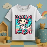 Rollerblading Axolotl Cute Salamander On Inline Skates Toddler T-Shirt
