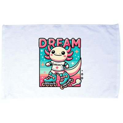 Rollerblading Axolotl Cute Salamander On Inline Skates Microfiber Hand Towel