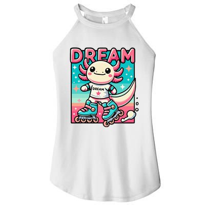 Rollerblading Axolotl Cute Salamander On Inline Skates Women's Perfect Tri Rocker Tank