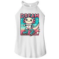 Rollerblading Axolotl Cute Salamander On Inline Skates Women’s Perfect Tri Rocker Tank