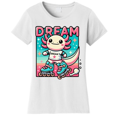 Rollerblading Axolotl Cute Salamander On Inline Skates Women's T-Shirt