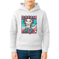 Rollerblading Axolotl Cute Salamander On Inline Skates Kids Hoodie