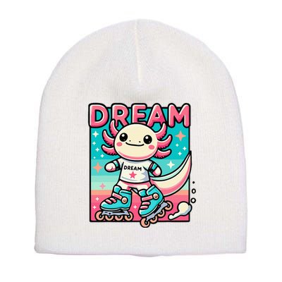 Rollerblading Axolotl Cute Salamander On Inline Skates Short Acrylic Beanie