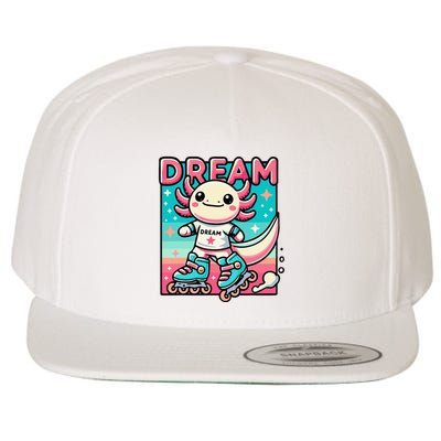 Rollerblading Axolotl Cute Salamander On Inline Skates Wool Snapback Cap