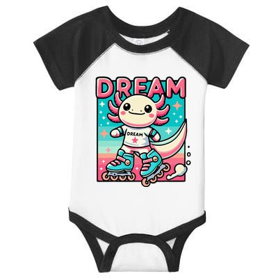 Rollerblading Axolotl Cute Salamander On Inline Skates Infant Baby Jersey Bodysuit