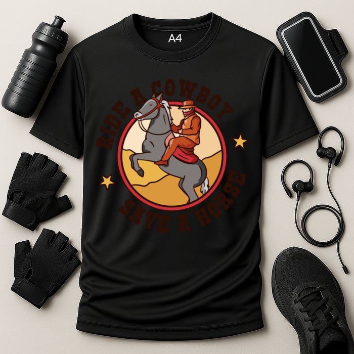 Ride A Cowboy Save A Horse Cooling Performance Crew T-Shirt