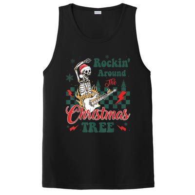 Rocking Around Christmas Tree Santa Hat Skeleton Guitar Xmas PosiCharge Competitor Tank