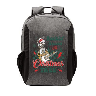 Rocking Around Christmas Tree Santa Hat Skeleton Guitar Xmas Vector Backpack