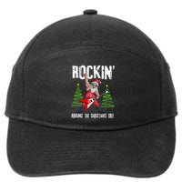 Rockin Around Christmas Tree Funny Rocker Santa 7-Panel Snapback Hat