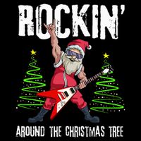 Rockin Around Christmas Tree Funny Rocker Santa 7-Panel Snapback Hat