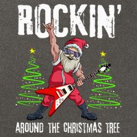 Rockin Around Christmas Tree Funny Rocker Santa Cotton Canvas Backpack