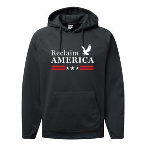 Reclaim America Conservative Anti Biden Ultra MAGA Fourth Of July Performance Fleece Hoodie