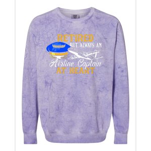 Retired Airline Captain Pilot Retirement Gift Colorblast Crewneck Sweatshirt