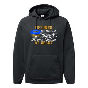 Retired Airline Captain Pilot Retirement Gift Performance Fleece Hoodie