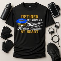 Retired Airline Captain Pilot Retirement Gift Cooling Performance Crew T-Shirt