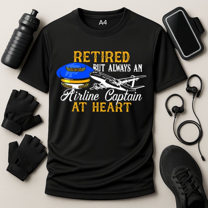 Retired Airline Captain Pilot Retirement Gift Cooling Performance Crew T-Shirt
