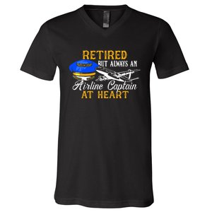 Retired Airline Captain Pilot Retirement Gift V-Neck T-Shirt