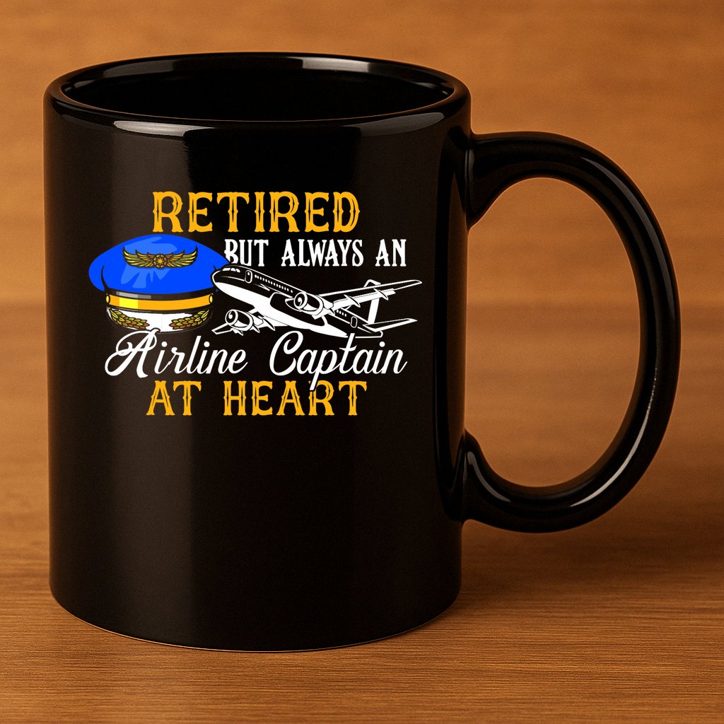 Retired Airline Captain Pilot Retirement Gift 11oz C Handle Ceramic Mug