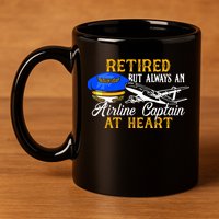 Retired Airline Captain Pilot Retirement Gift 11oz C Handle Ceramic Mug