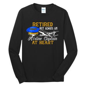 Retired Airline Captain Pilot Retirement Gift Tall Long Sleeve T-Shirt